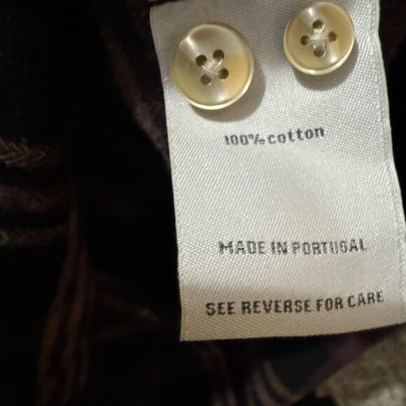 Portuguese Flannel Shirt Mens Medium Black Burgundy Plaid Button Down Cotton - Picture 5 of 8